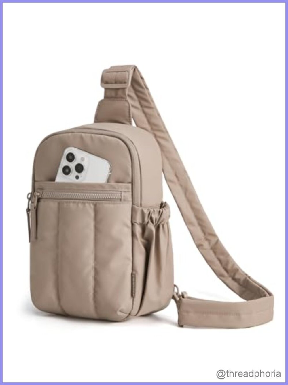 Puffer Sling Bag Crossbody Fanny Pack Women Quilted Nylon Adjustable Strap 4.5L